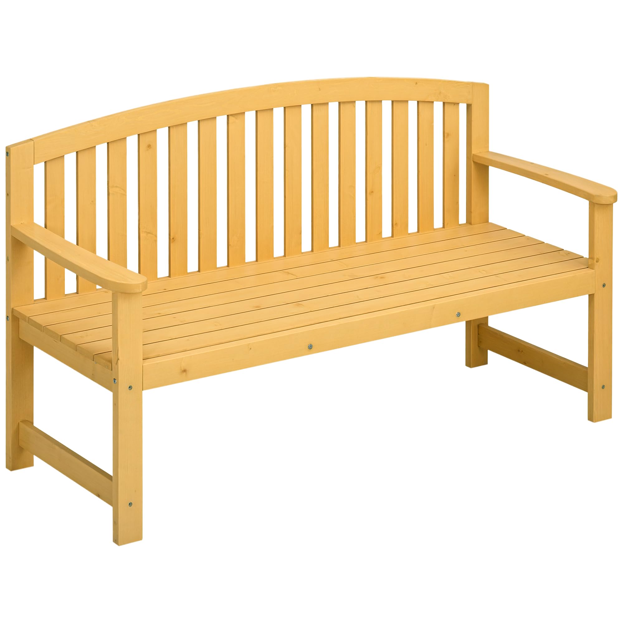 2-Seater Outdoor Wood Bench with Backrest