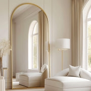 Arched Full Length Mirror 70x26 Gold Aluminum Frame