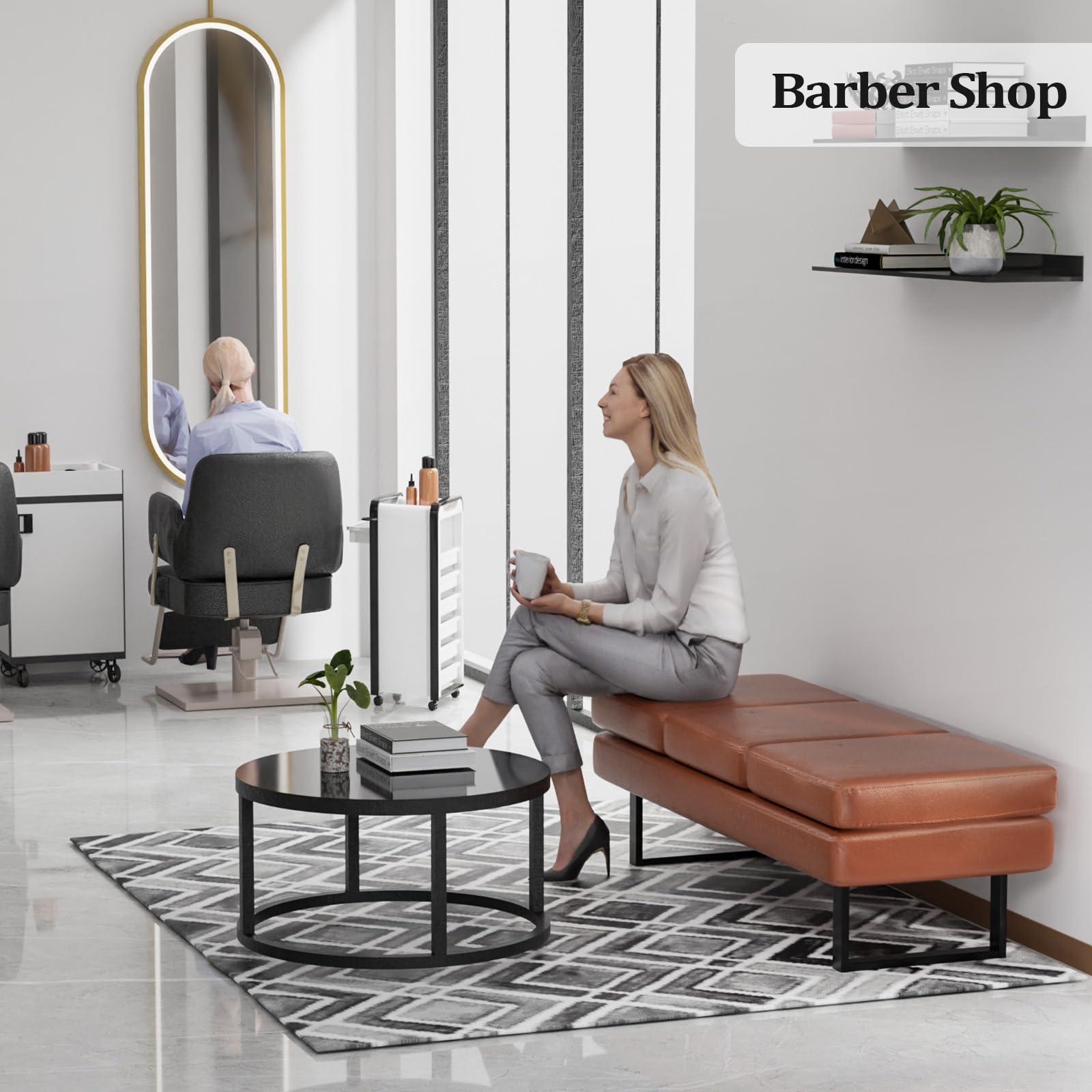 Reception Bench Faux Leather Waiting Room Seating