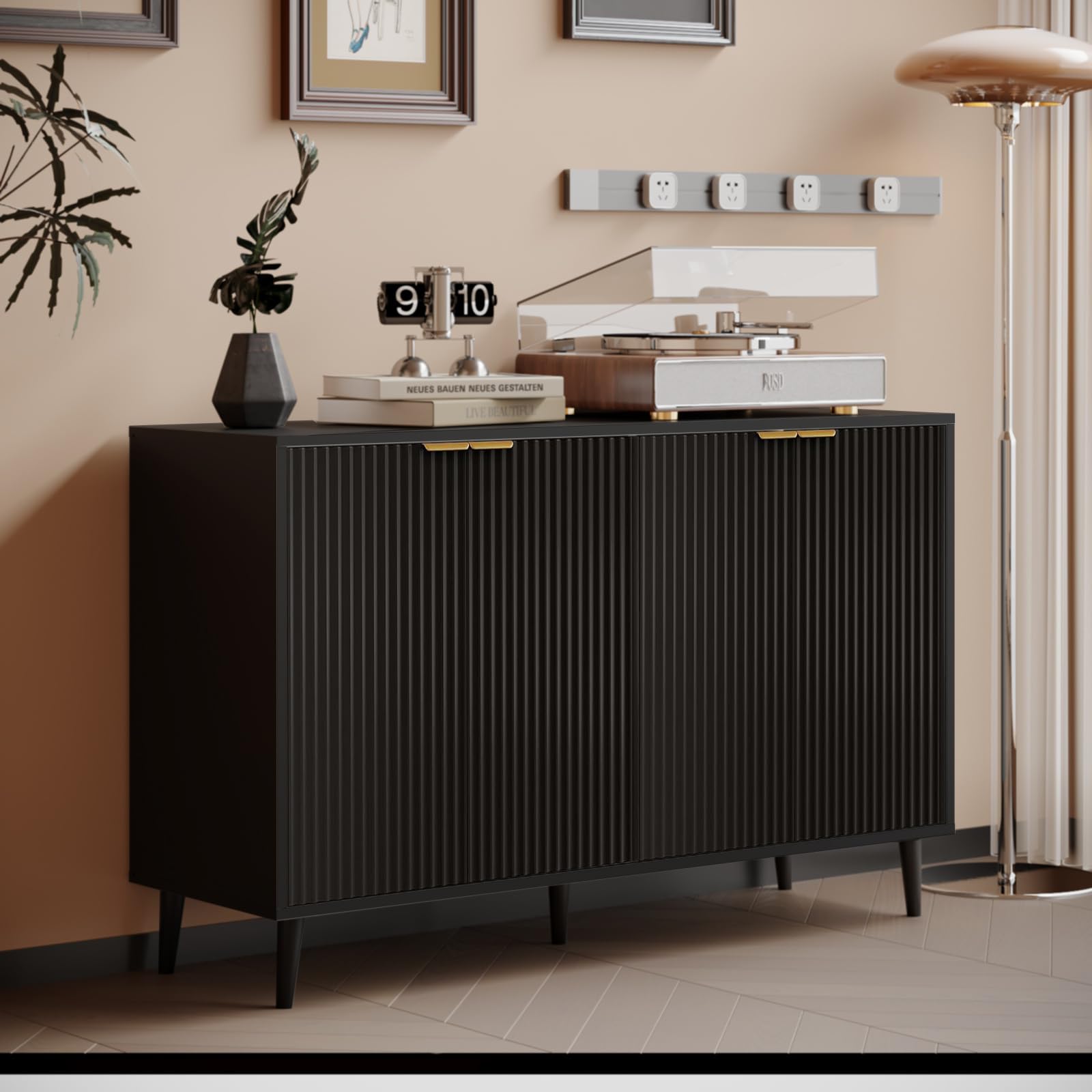 Fluted Sideboard Cabinet with 4 Doors