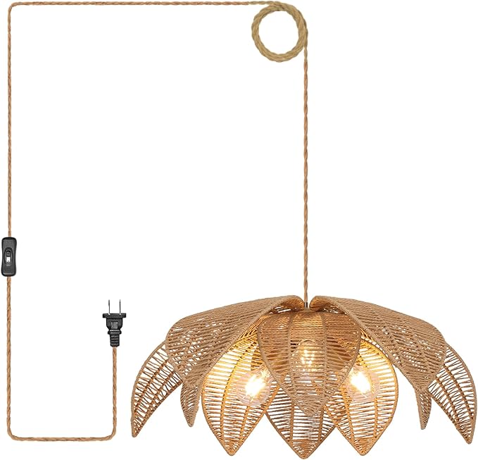 3-Light Rattan Chandelier