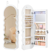 Wall-Mounted Mirror Jewelry Cabinet with LED Lights