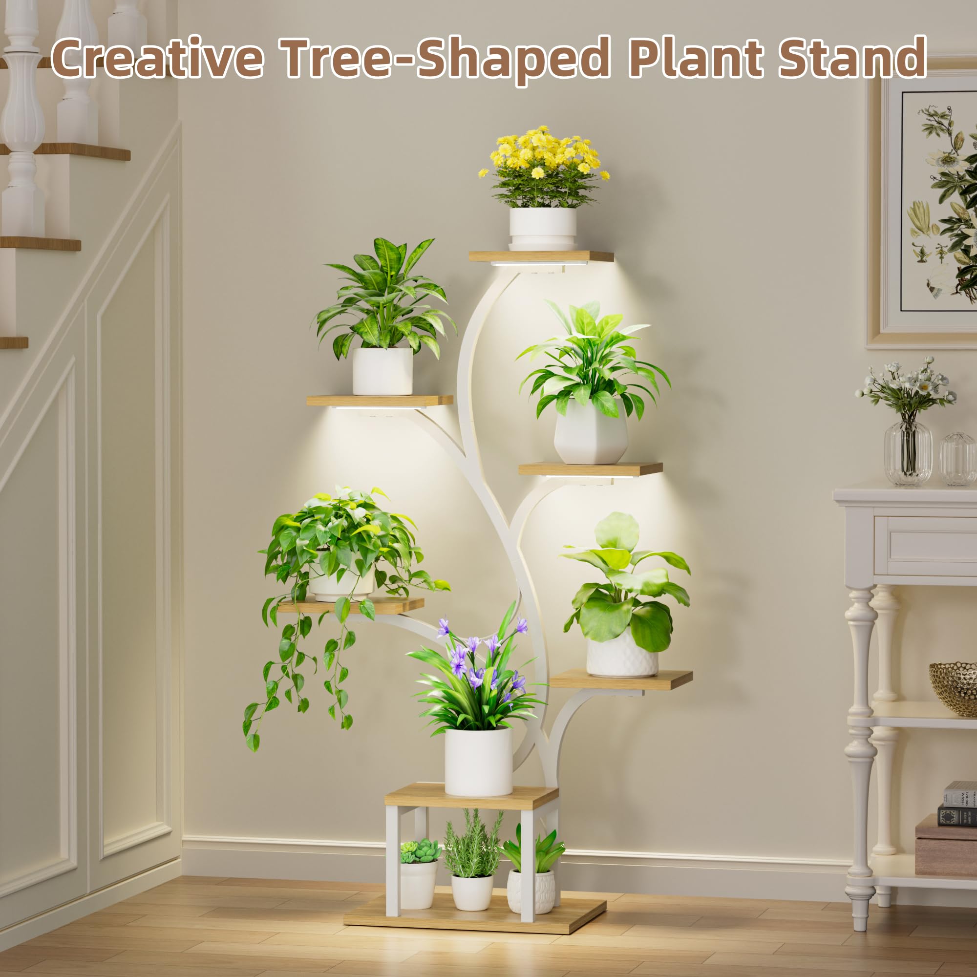 7-Tier Corner Plant Stand with Grow Lights