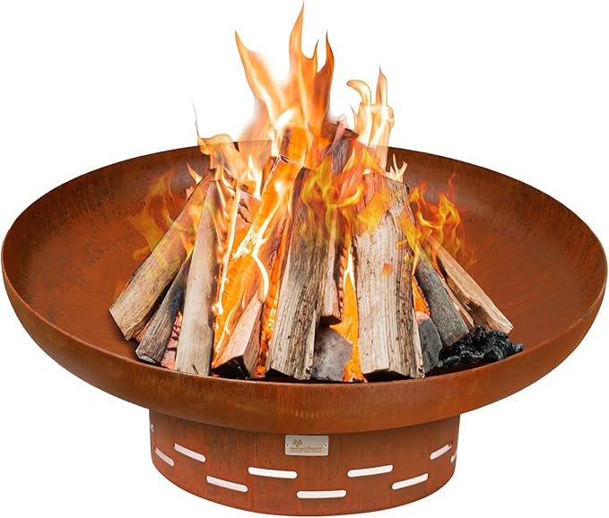 35.5 Inch Round Fire Pit for Outside Wood Burning