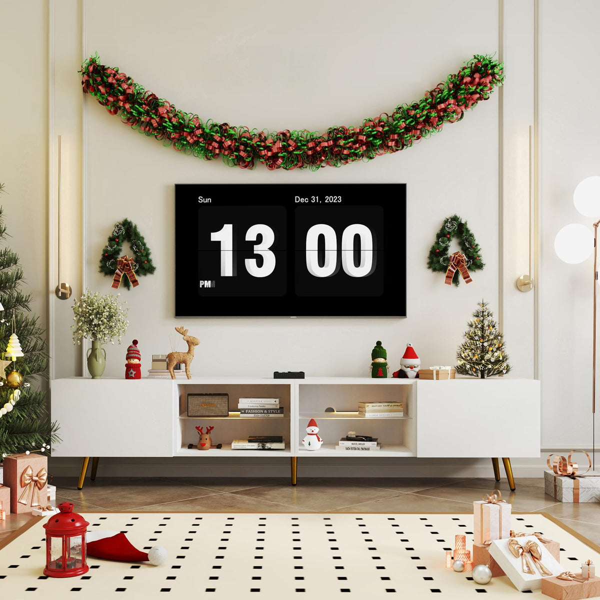 86" LED TV Stand Modern Entertainment Center with Storage Cabinets