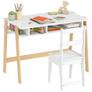 Kids Desk and Chair Set with Storage Compartment