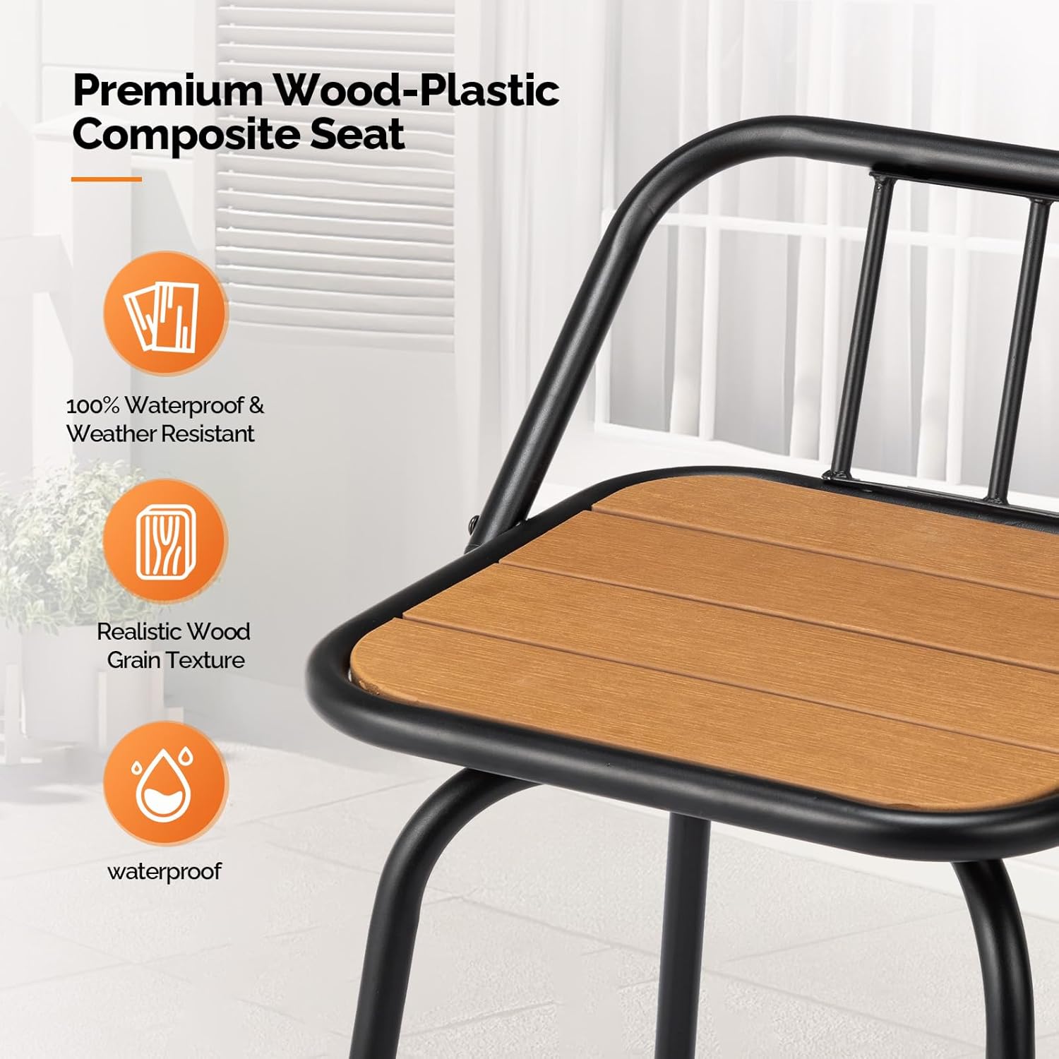 Outdoor Swivel Bar Stools 30 Inch with Backrest