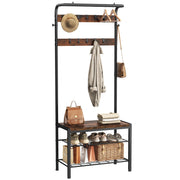 Hall Tree with Shoe Bench and Coat Rack