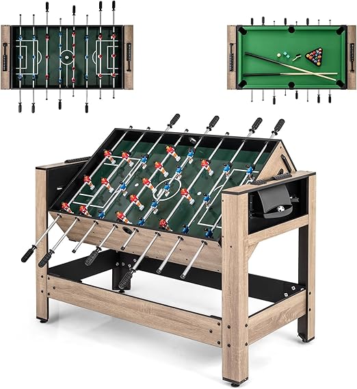 48" 2-in-1 Swivel Multi Game Table with Foosball and Pool