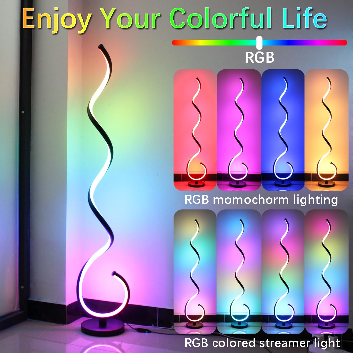 RGB Spiral Floor Lamp with Smart LED and Music Sync