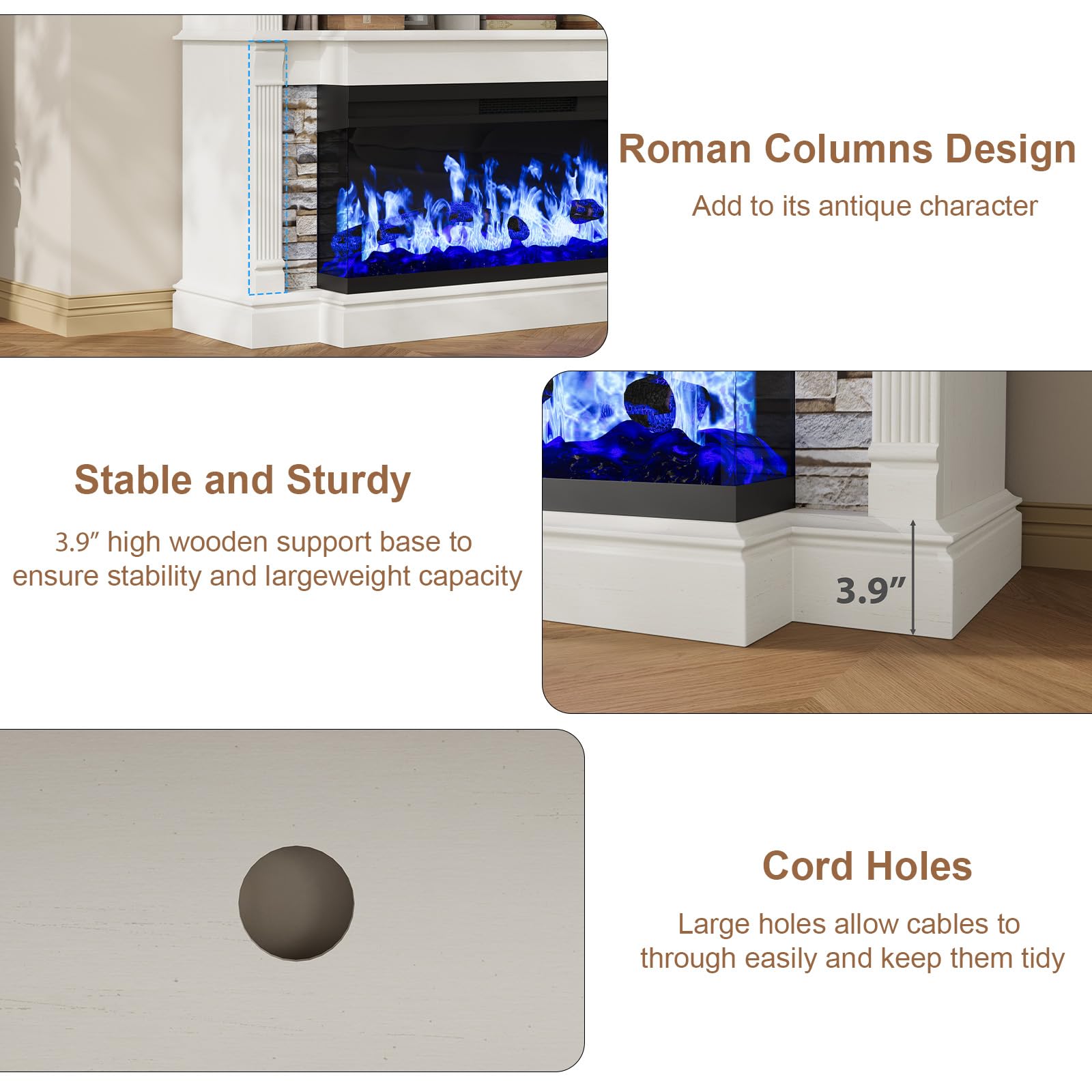 Fireplace TV Stand for TVs up to 65 Inches with Electric Fireplace