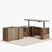 63'' L-Shaped Standing Desk with 2-Drawer File Cabinet