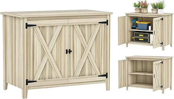 Wood Garden Shed with Inner Shelf and Double Doors
