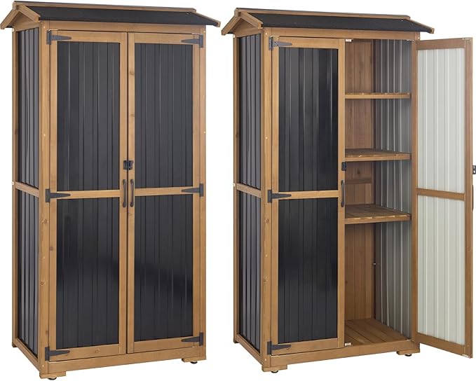 Waterproof Outdoor Storage Cabinet with Metal Top