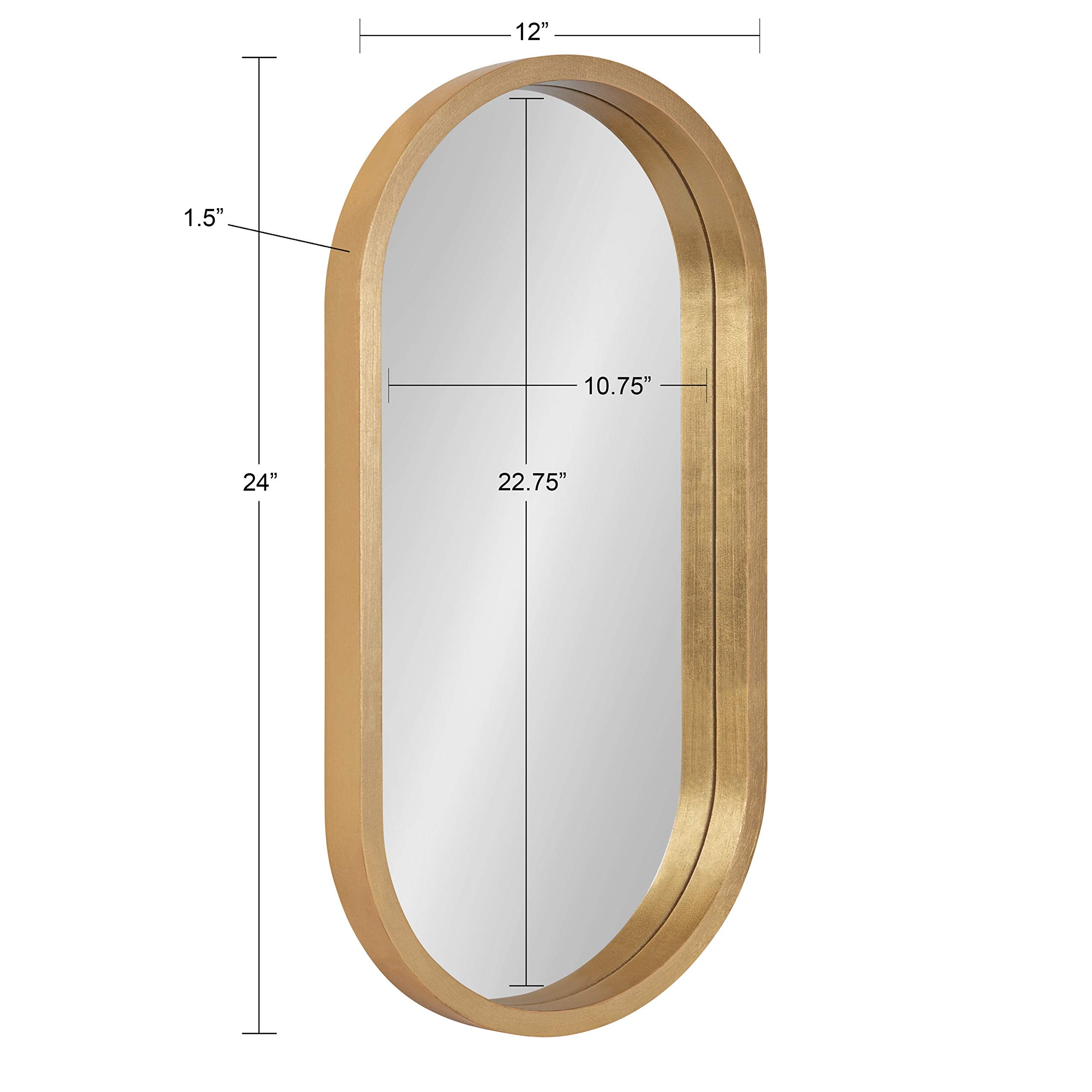 Oval Wall Mirror Gold Frame 12x24