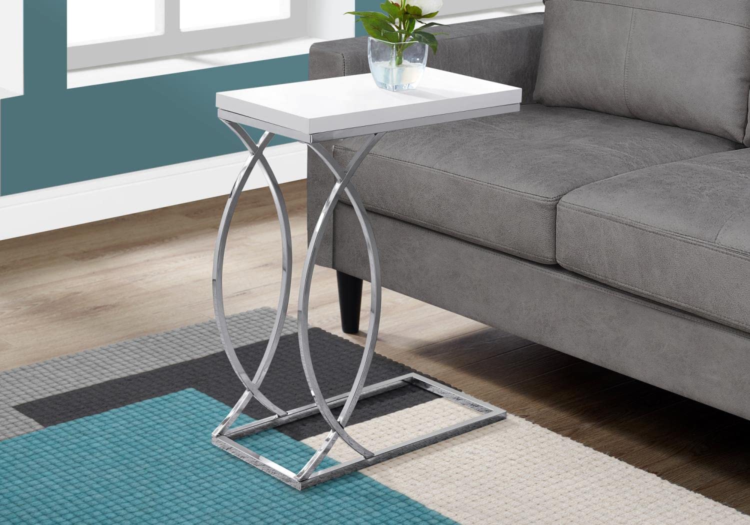 Accent End Snack Table White 25H