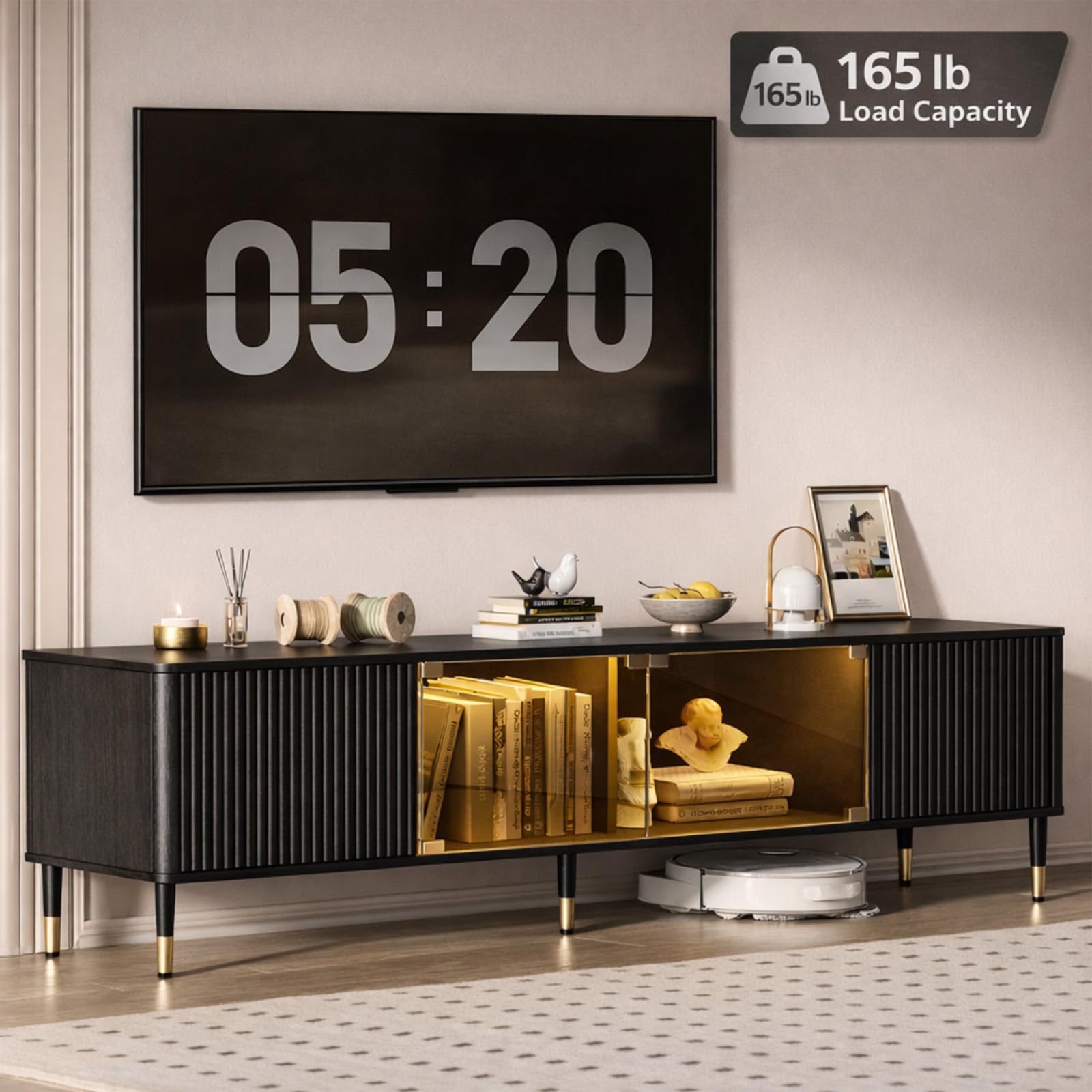 TV Stand with LED Lighting and Storage