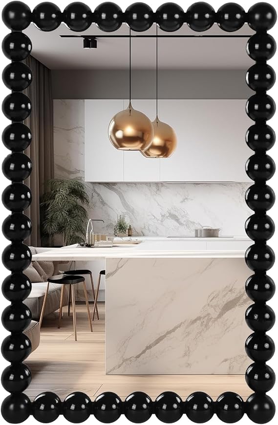 30" Oval Wall Mirror with Beaded Frame