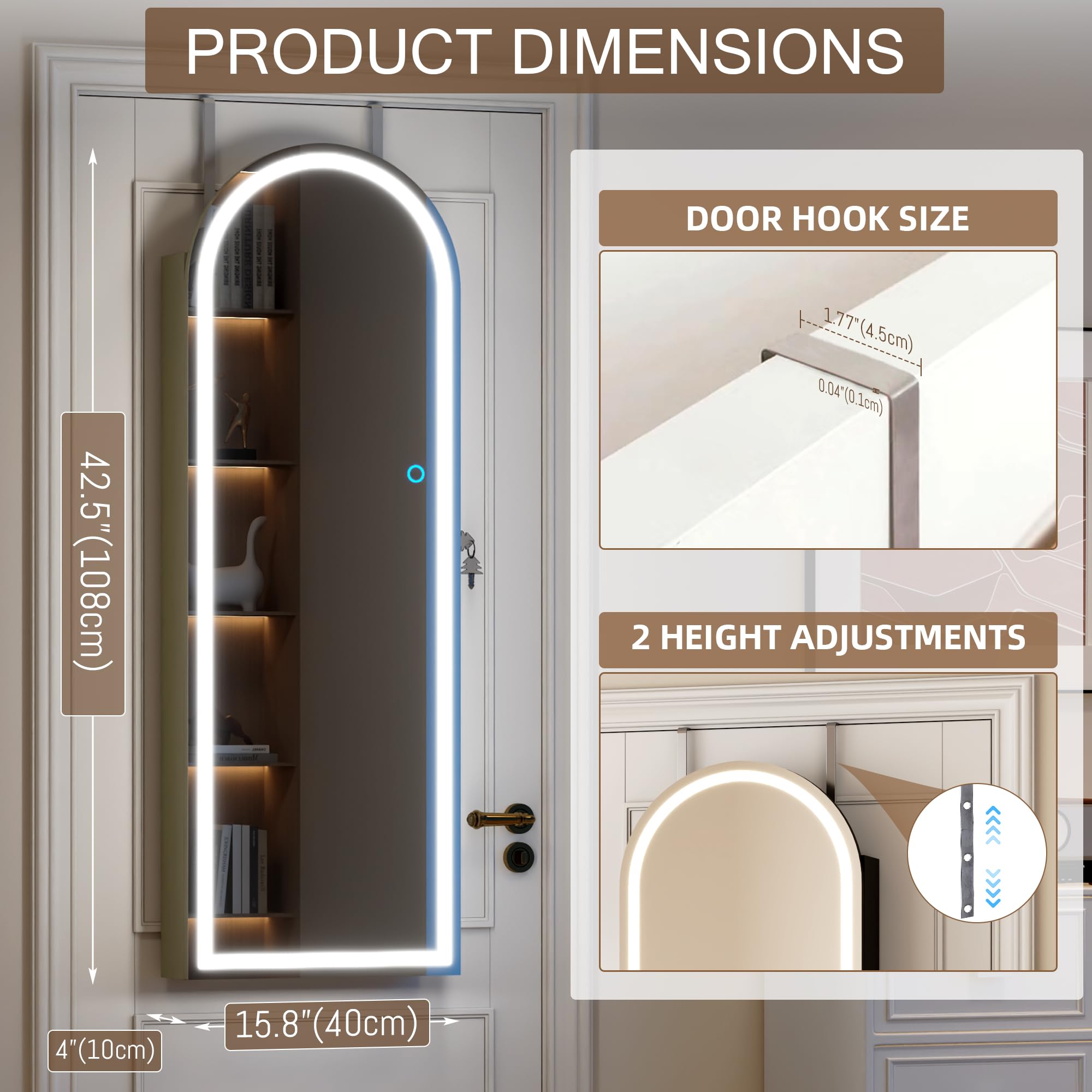 Wall Mounted Jewelry Organizer with LED Mirror