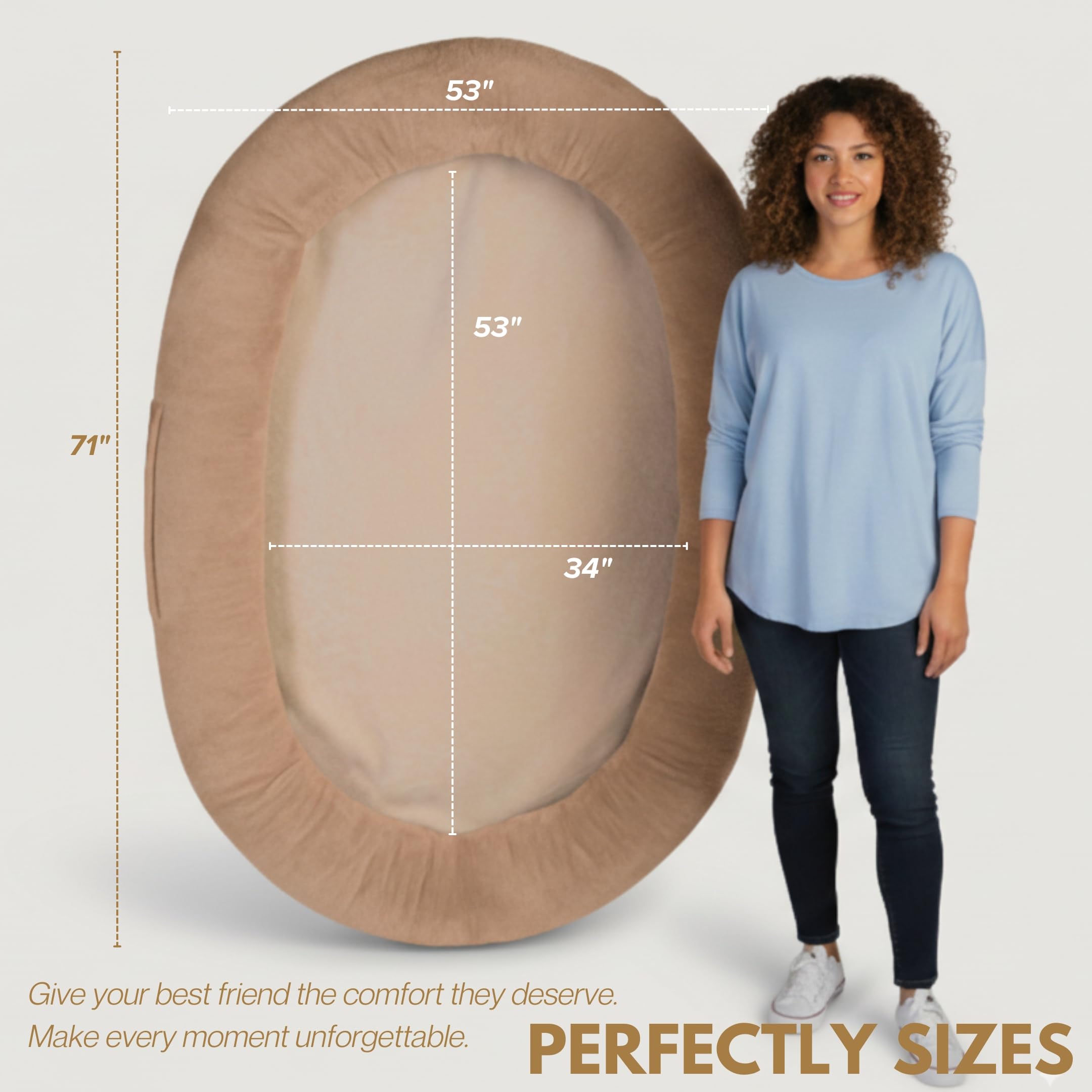 Oversized Human Dog Bed with Plush Fabric and Egg Crate Foam