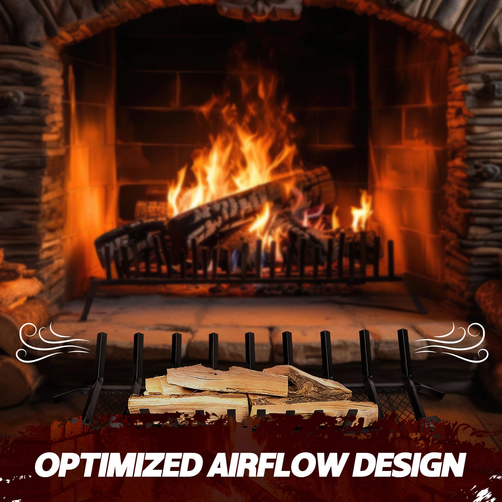 36 Inch Heavy Duty Cast Iron Fireplace Grate