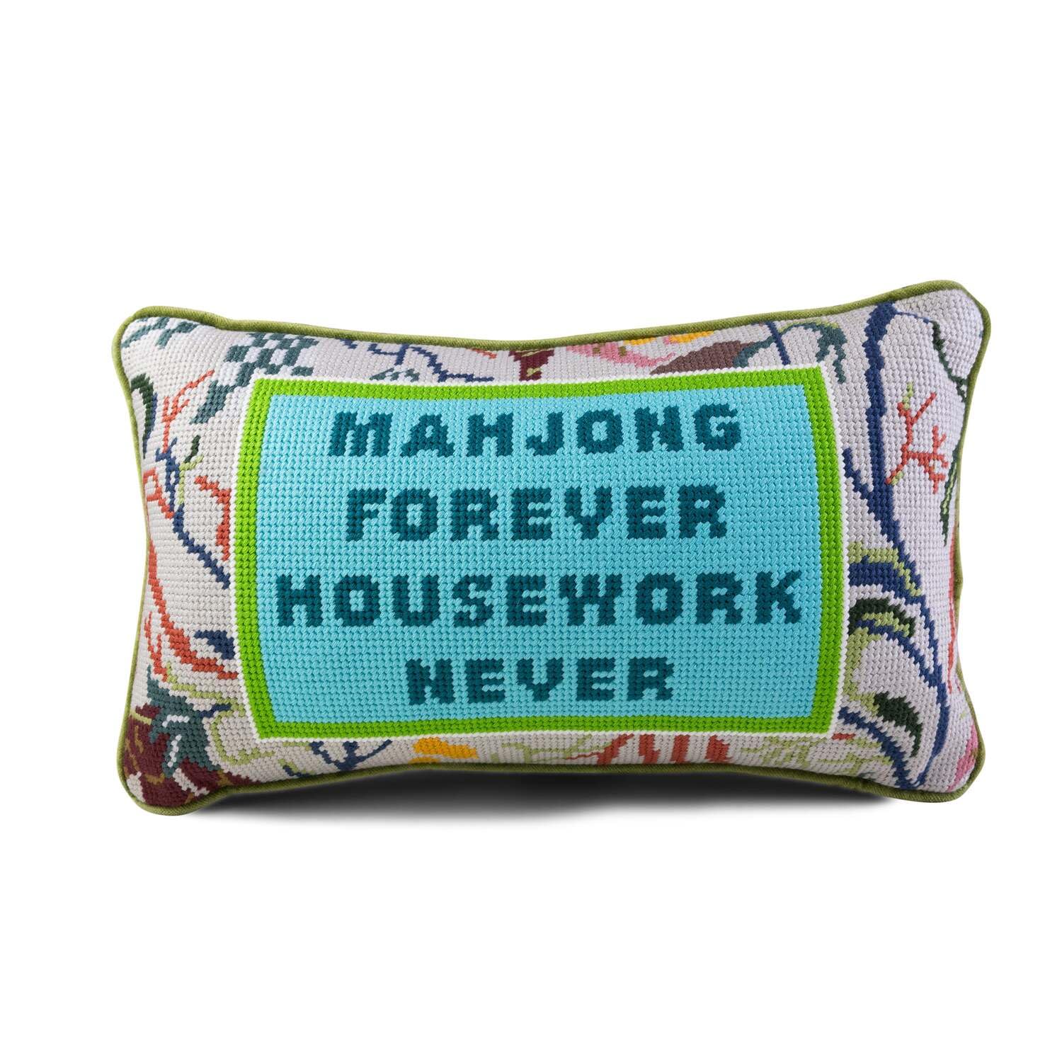 Mahjong Needlepoint Throw Pillow 9x15