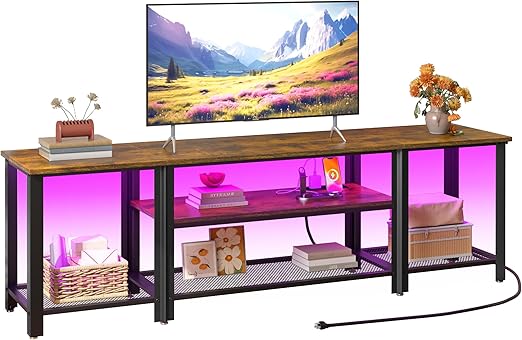 Industrial TV Stand with RGB LED Lights