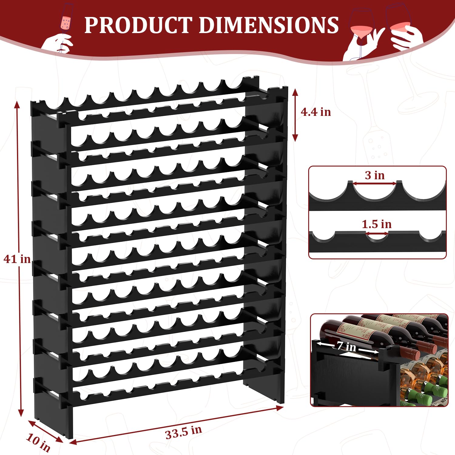8-Tier Bamboo Wine Rack - 72 Bottle Freestanding Floor Storage
