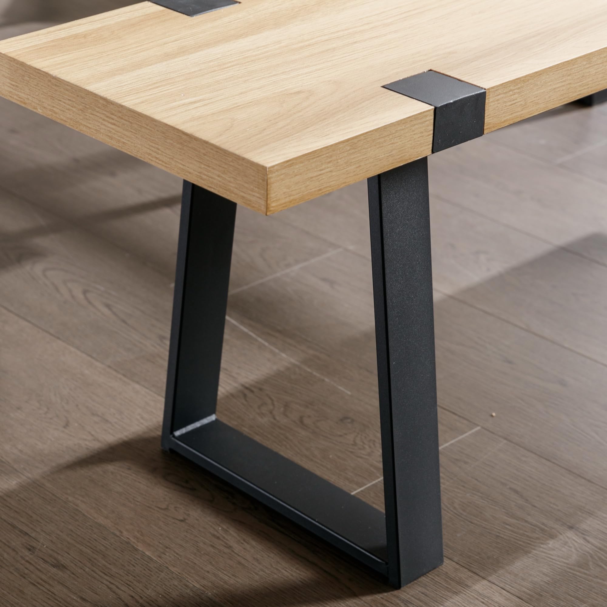 60" Wooden Dining Bench with Metal Legs