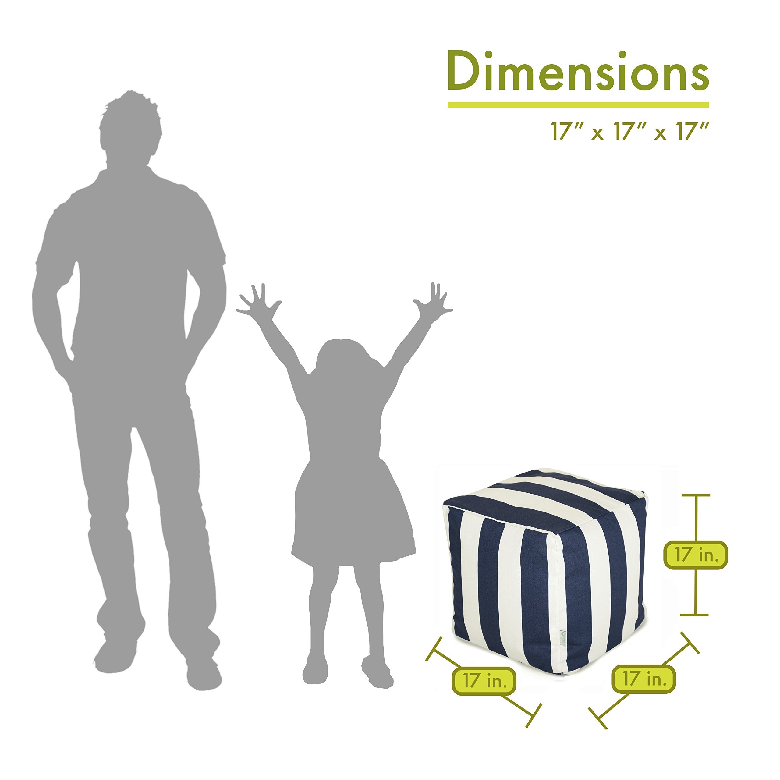 Vertical Stripe Indoor/Outdoor Pouf Ottoman 17x17x17