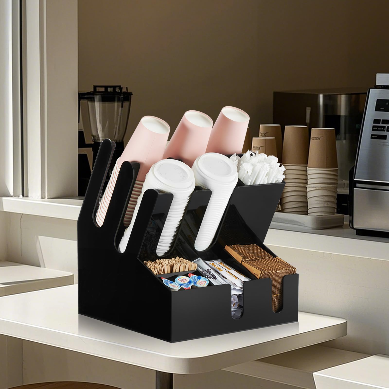 10-Compartment Coffee Condiment Organizer