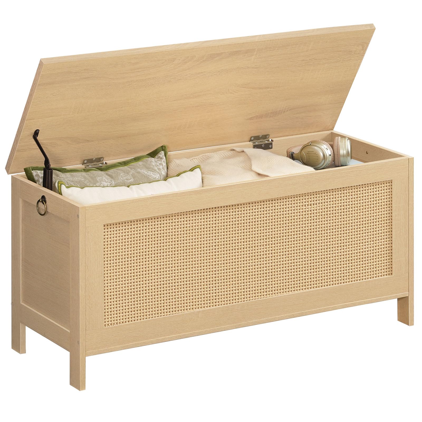 Storage Bench with Faux Rattan Decoration