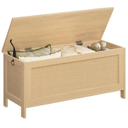 Storage Bench with Faux Rattan Decoration