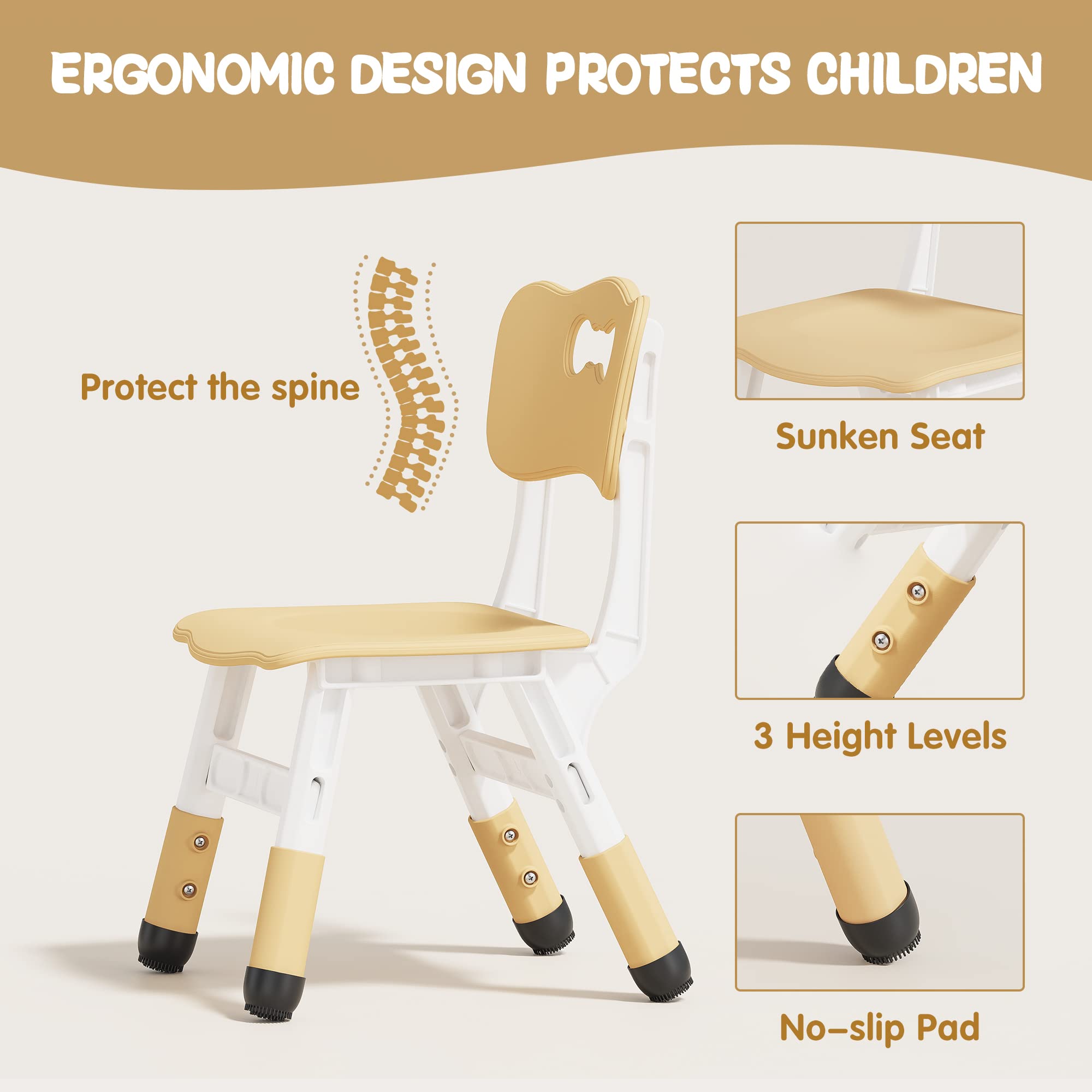 Kids Table and 4 Chairs Set Height Adjustable
