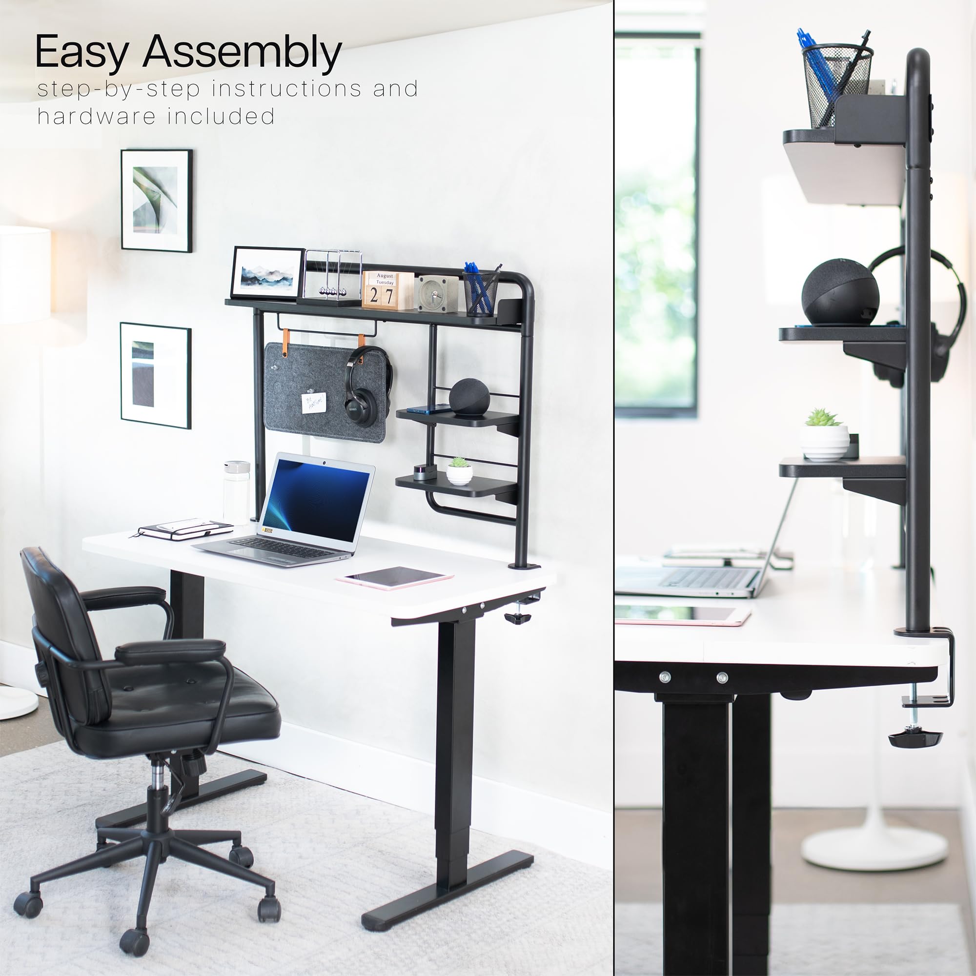 38 Inch Clamp-On Desktop Shelving System with Magnetic Memo Board
