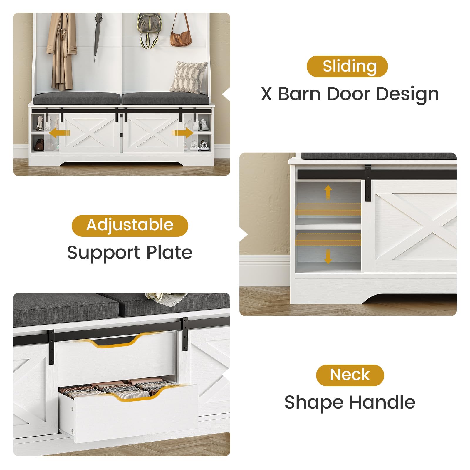 Hall Tree with Bench and Shoe Storage