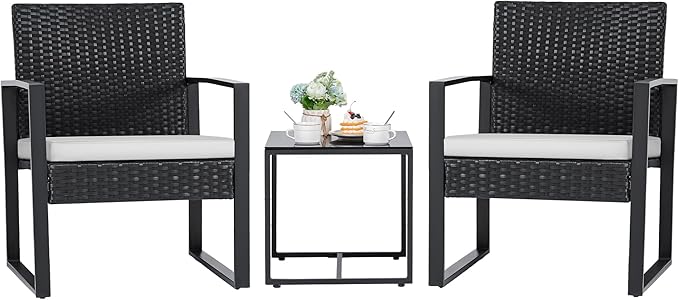 3-Piece Outdoor Patio Wicker Furniture Set with Coffee Table