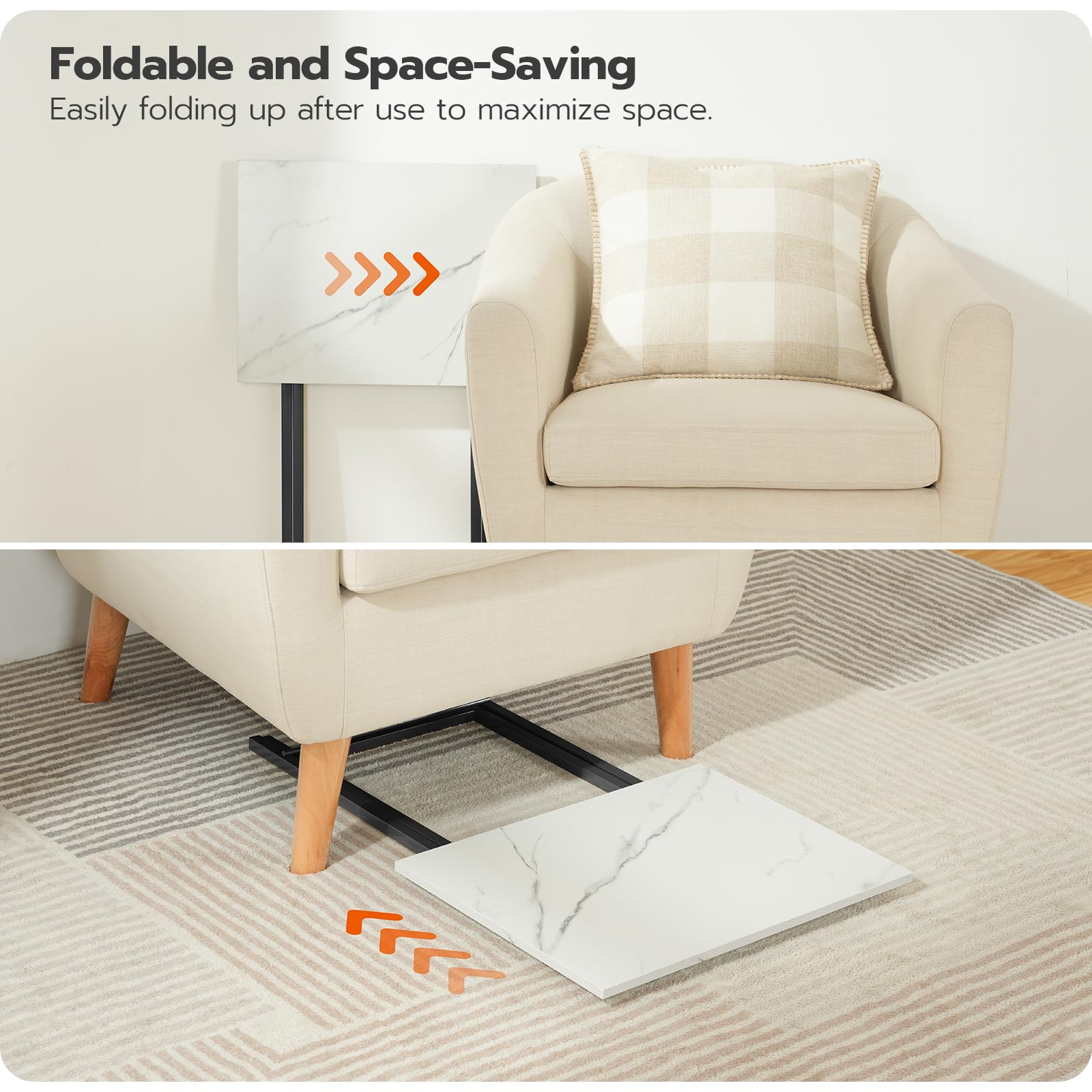 Folding TV Tray Tables Set of 4 with Storage Rack