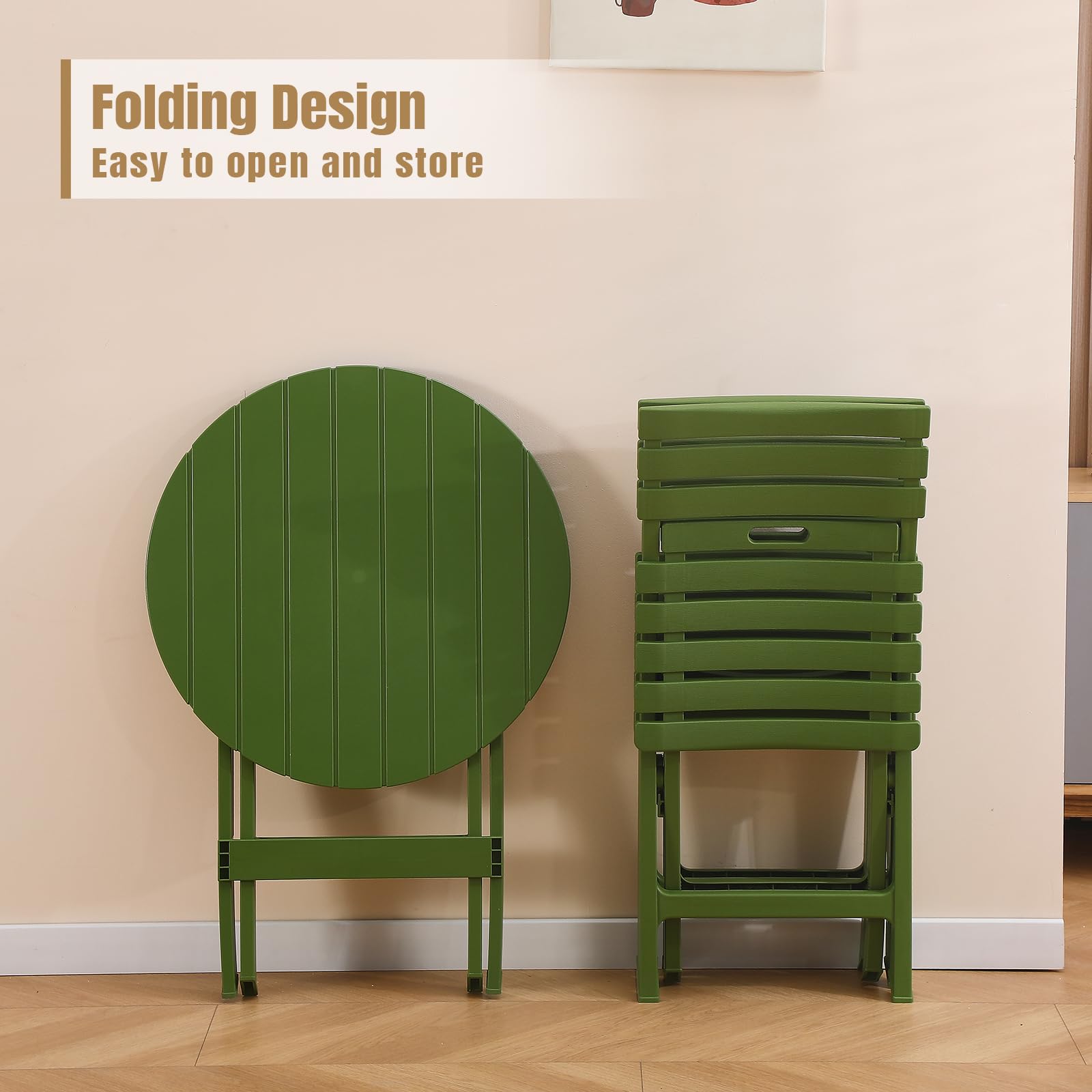 3 Piece Foldable Patio Bistro Set with Round Table