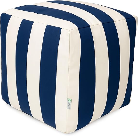 Vertical Stripe Indoor Outdoor Pouf Ottoman 17x17x17