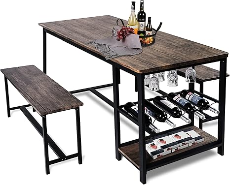 Kitchen Table Set with 2 Benches