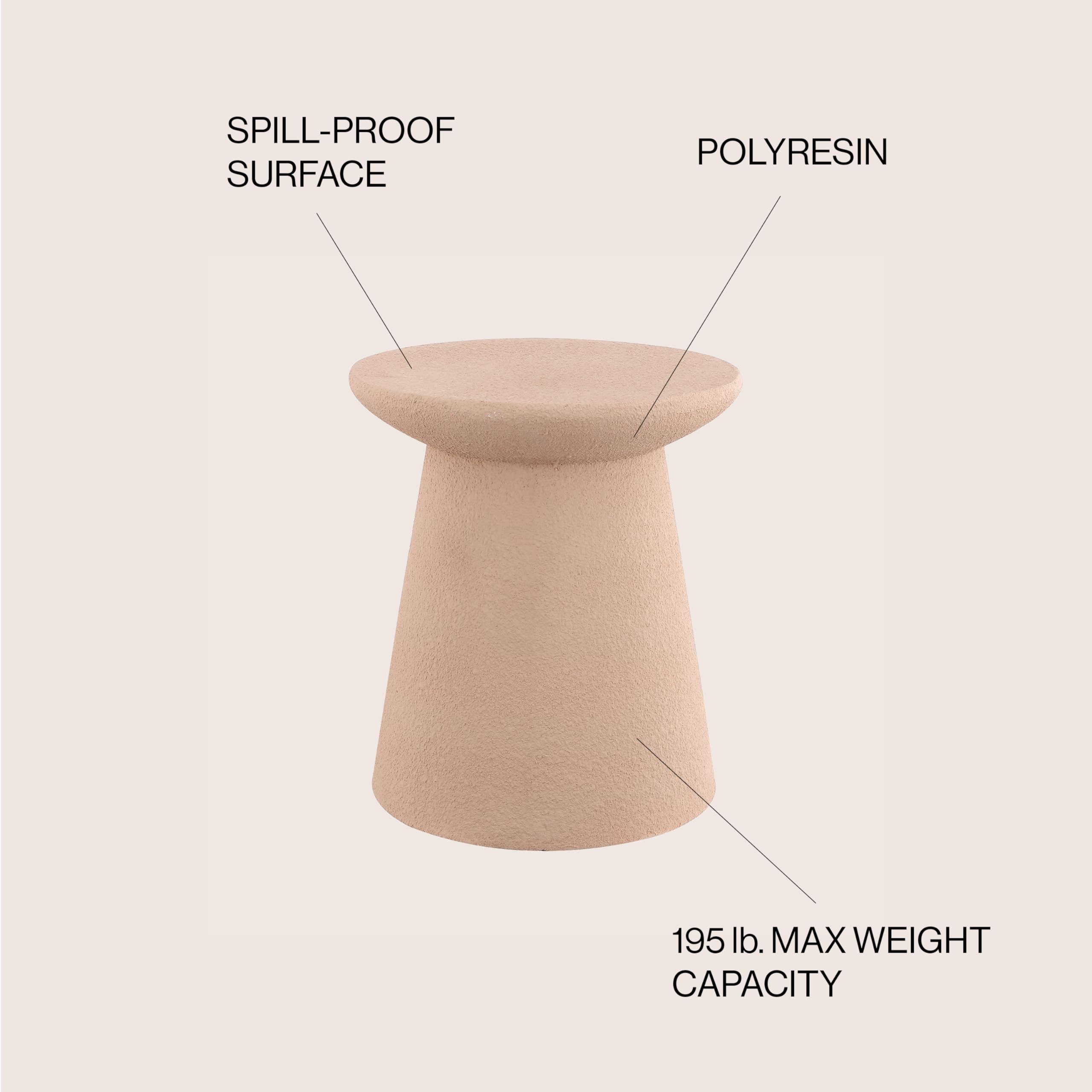 Pink Frosted Minimalist Drum Accent Table 18"