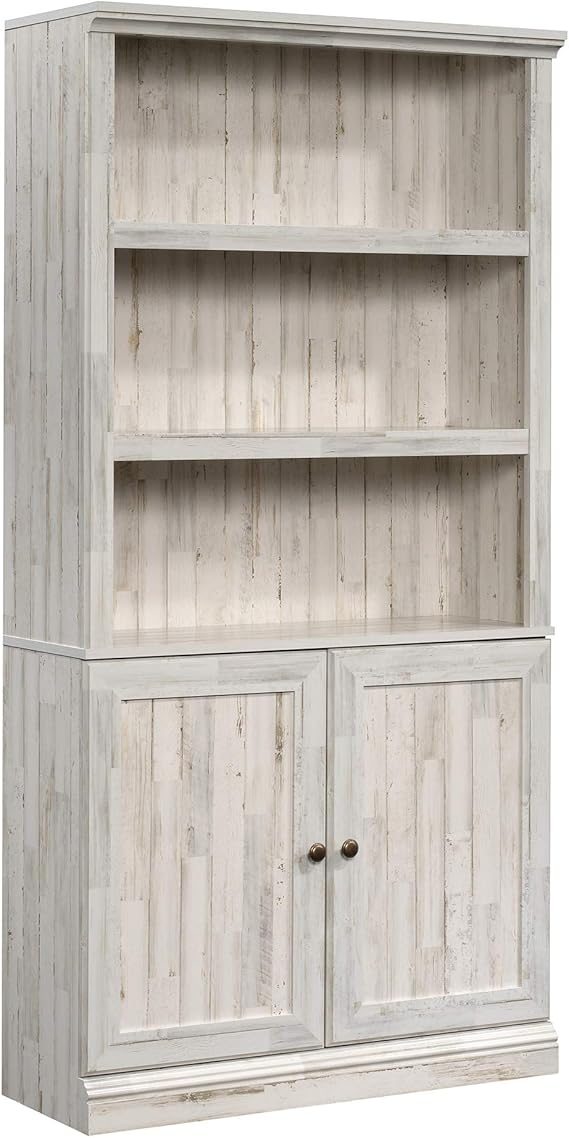 5-Shelf Storage Bookcase with Doors - Chalked Chestnut
