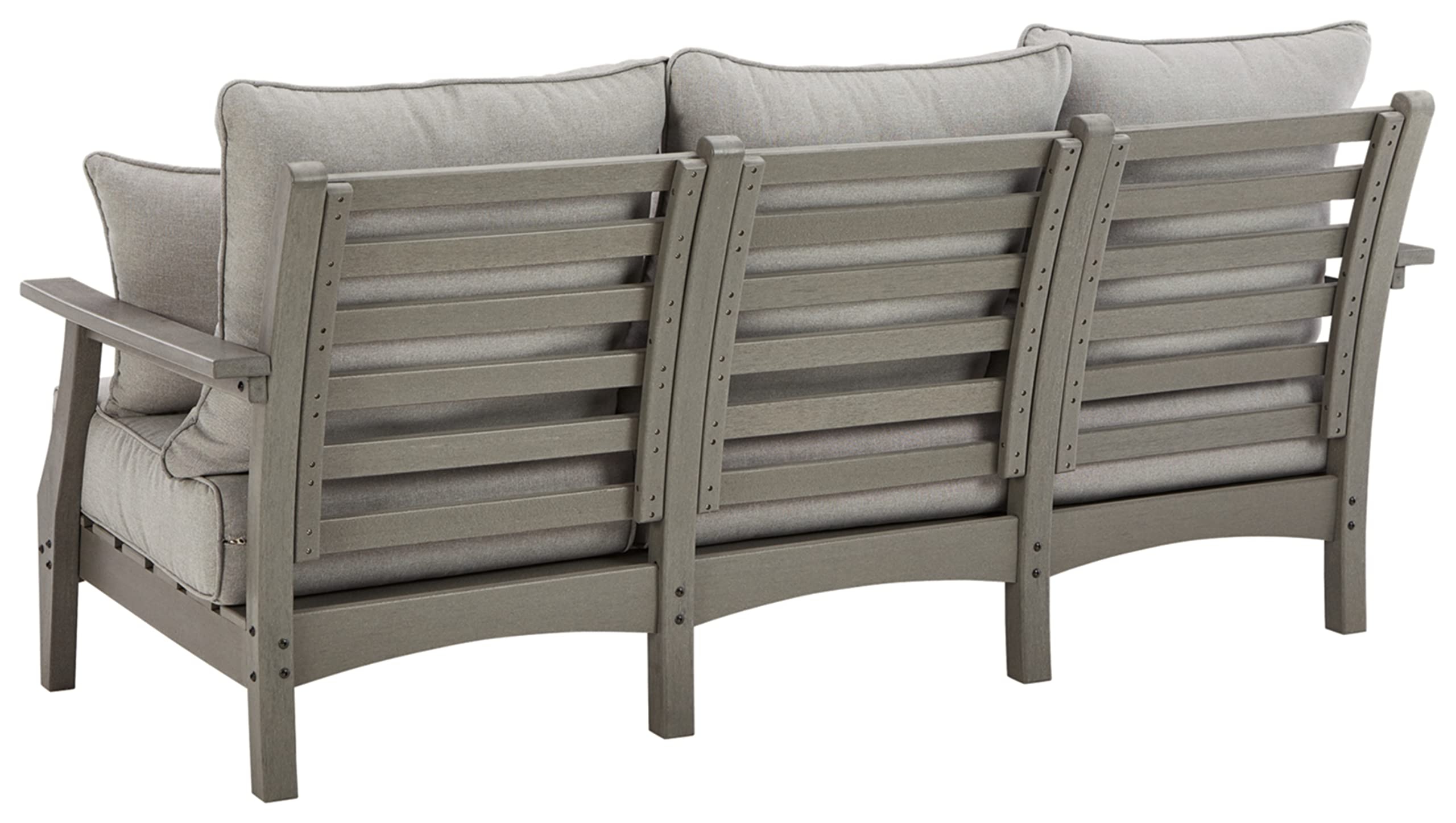 Outdoor Patio Sofa with All-Weather Cushion and 2 Throw Pillows