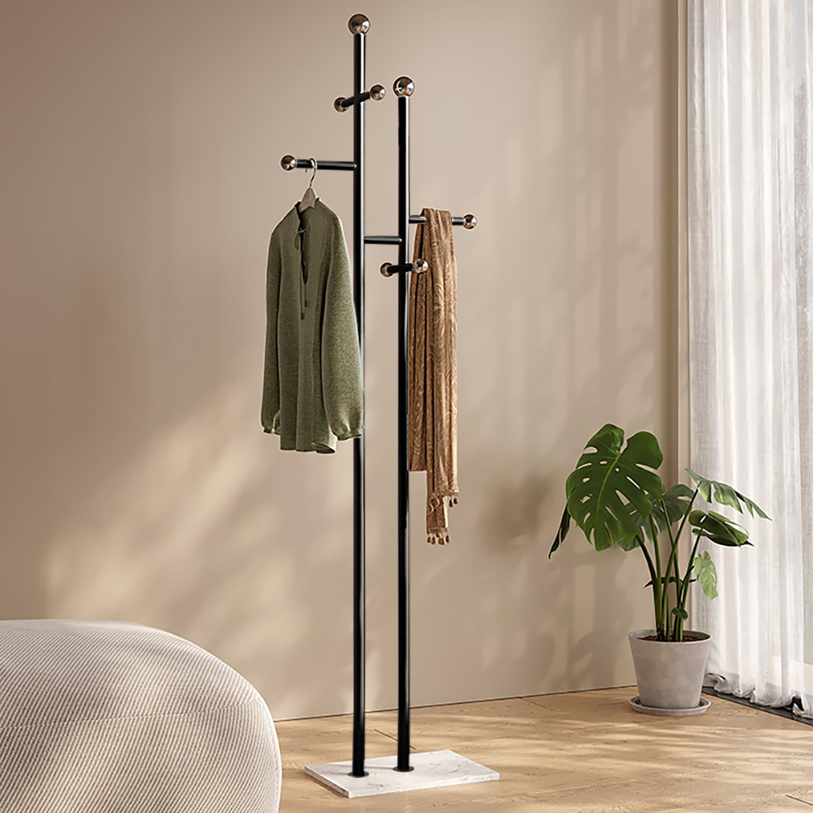 Freestanding Coat Rack with Marble Base