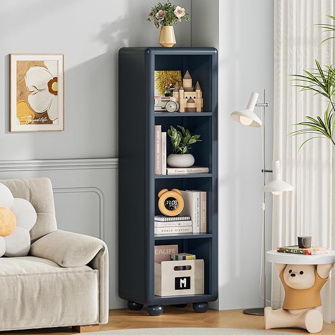 4-Tier Tall Bookshelf with Sphere Foot