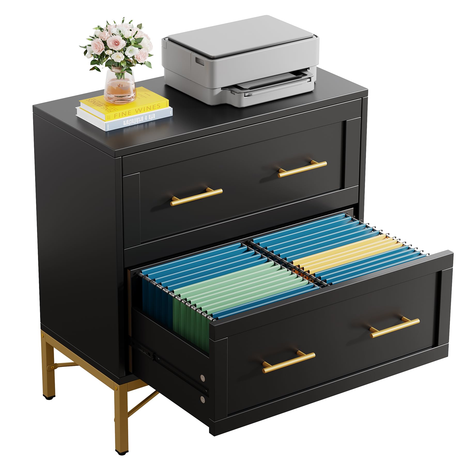 2 Drawer Lateral Filing Cabinet with Printer Stand