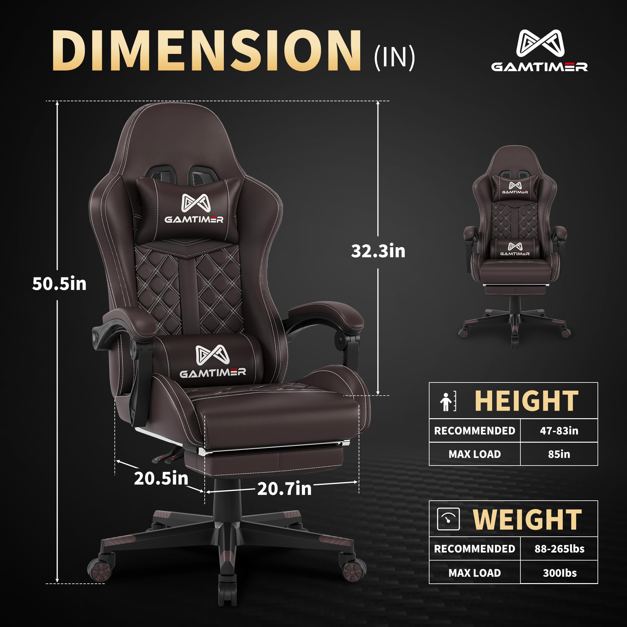 Gaming Chair with Footrest and Lumbar Support