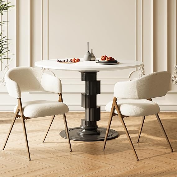 Dining Chairs Set of 4 Modern Fabric Upholstered with Open Back