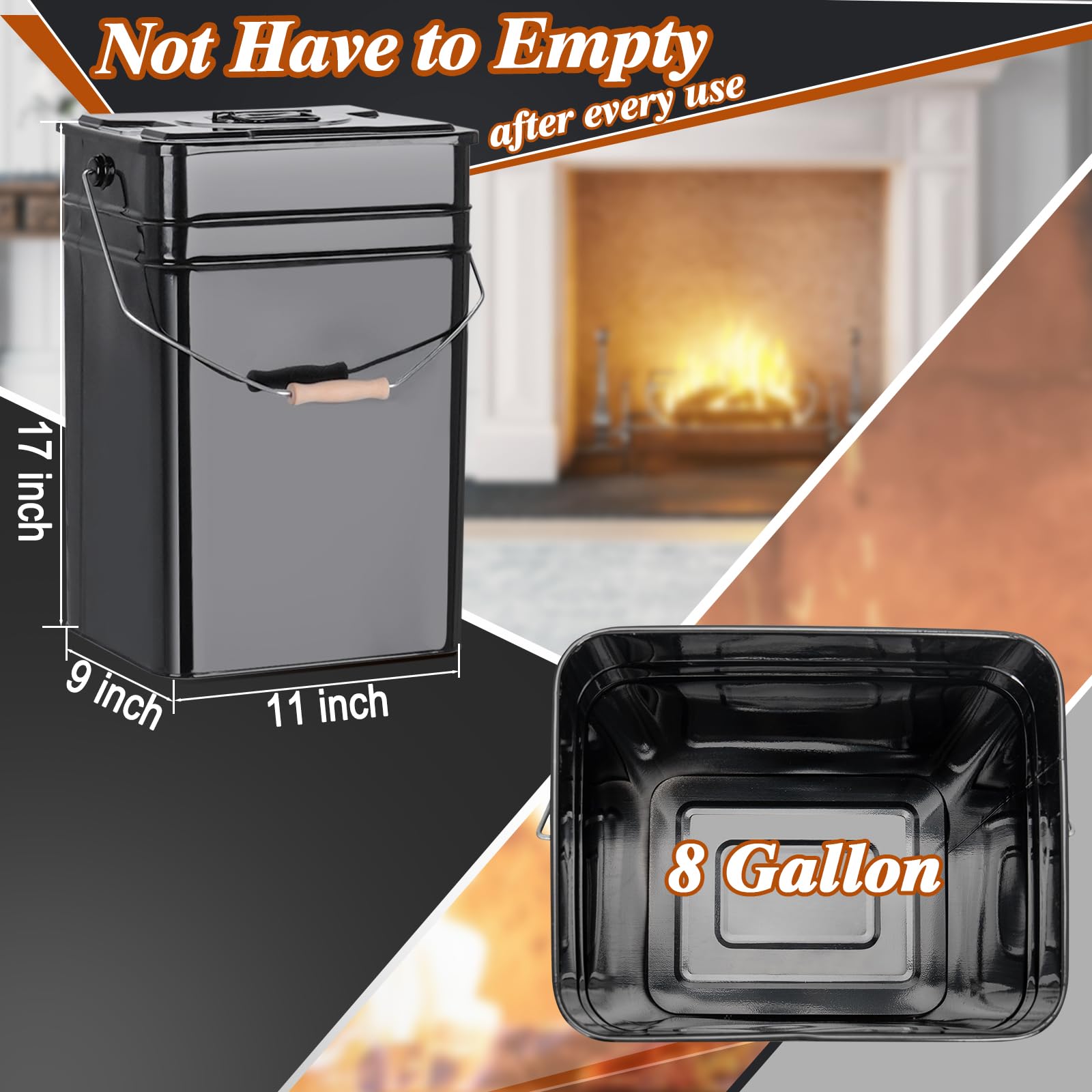 8-Piece Fireplace Tool Set with Ash Bucket and Stand